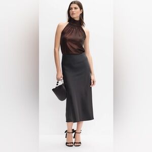 Elegant Black Satin Maxi Skirt — Streamlined Evening Staple